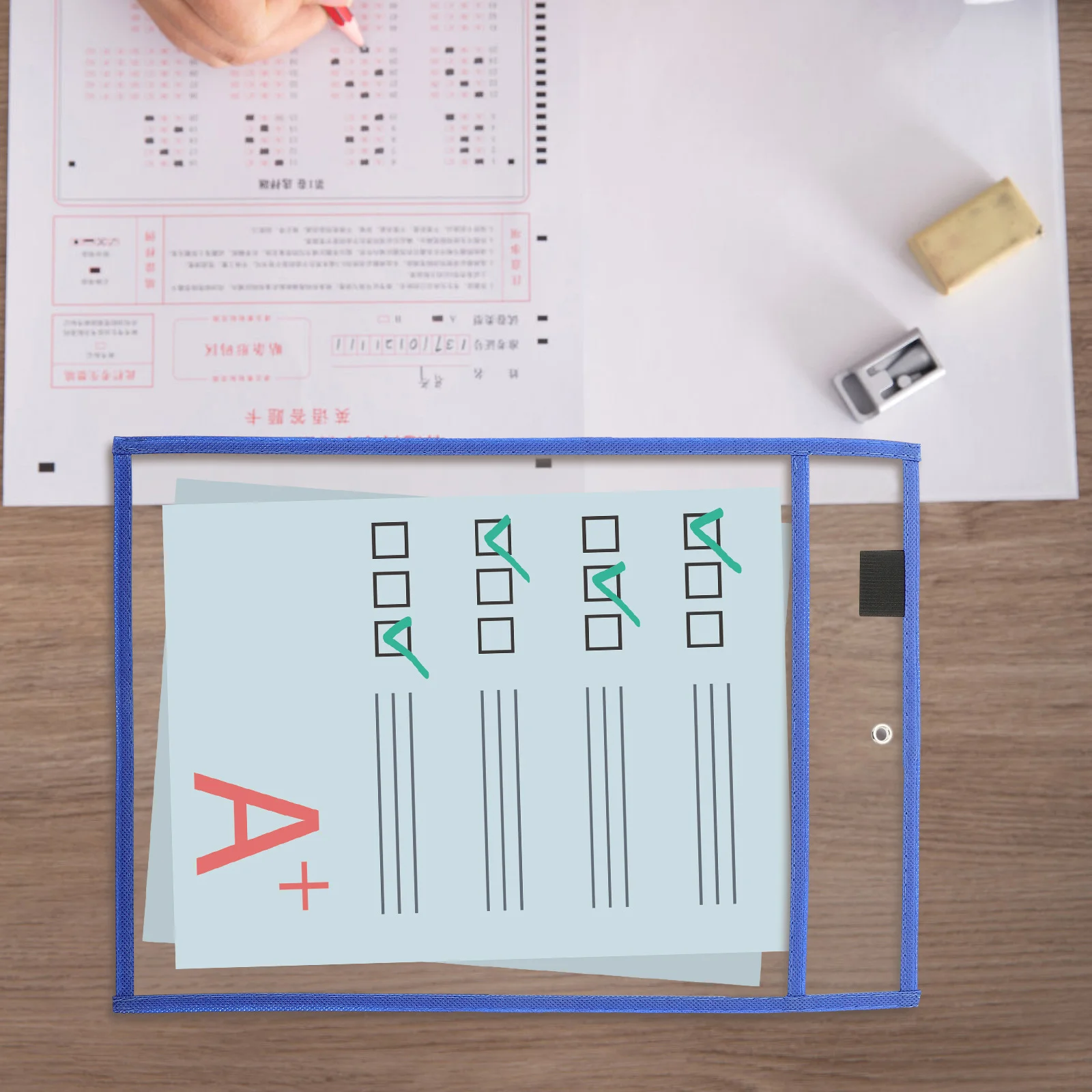 

30pcs Reusable Dry Erase Pockets Clear Wipe Sleeves For Office School Waterproof With Marker Holder Metal