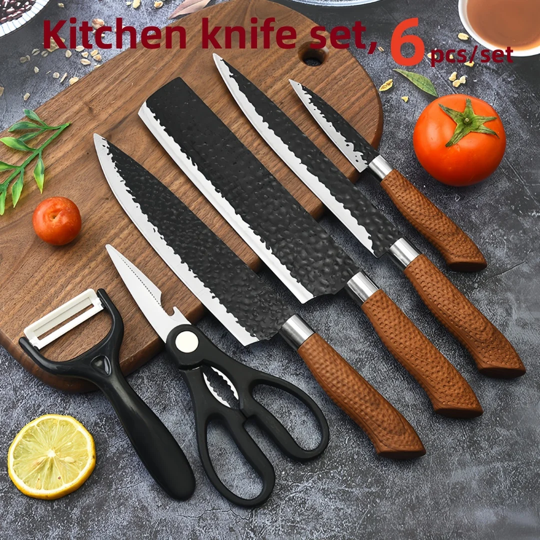 

6pcs/set Kitchen Cooking Tools Set, Kitchenware Set, Kitchen Knife Set, Essential Cooking Tools for Restaurants, Fruit Knives, K