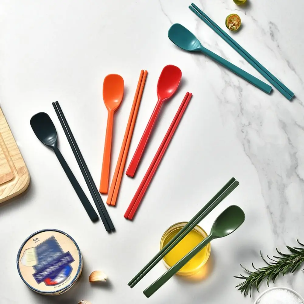 

Non-slip Silicone Chopsticks Mildew-proof High Temperature Resistant Silicone Spoon Japanese Dishwasher Safe Tableware Set