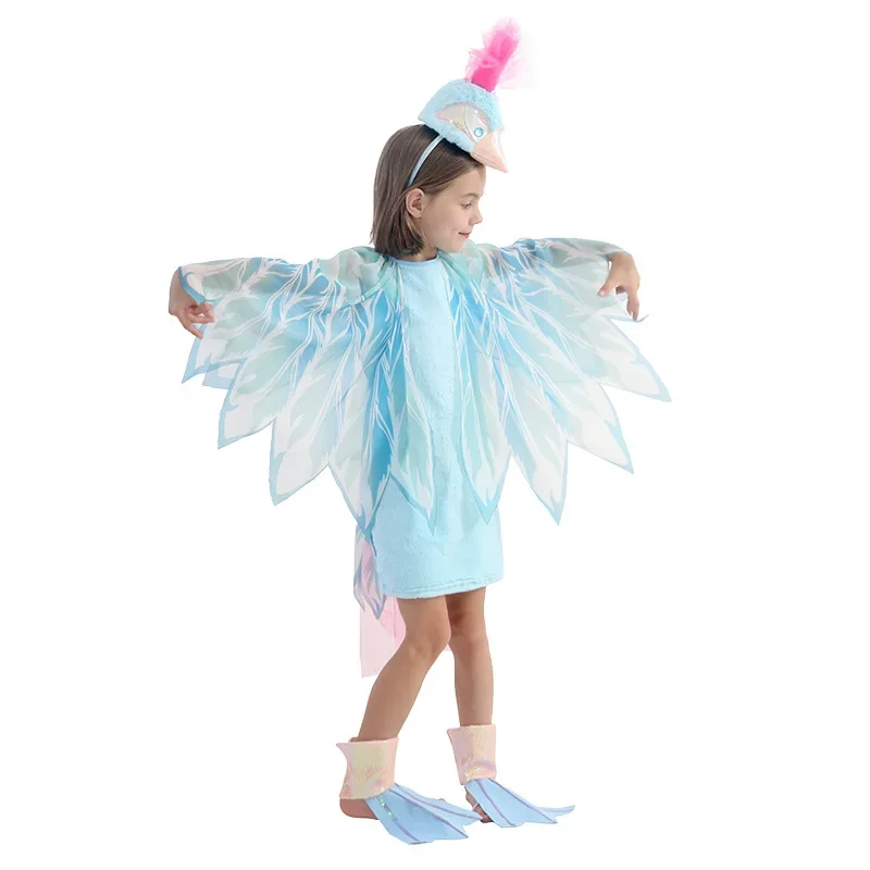 New Children's Animal Flamingo Costume Kids Girls Peacock Cosplay Suit Halloween Party Stage Dress Up Performance Costume