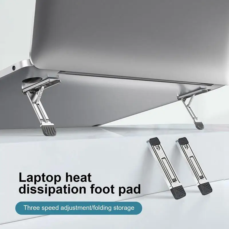 2pcs Mini Laptop Holder Foldable Keyboard Stand Notebook Riser Feet Nonslip Aluminium Alloy Heat Dissipation Stand