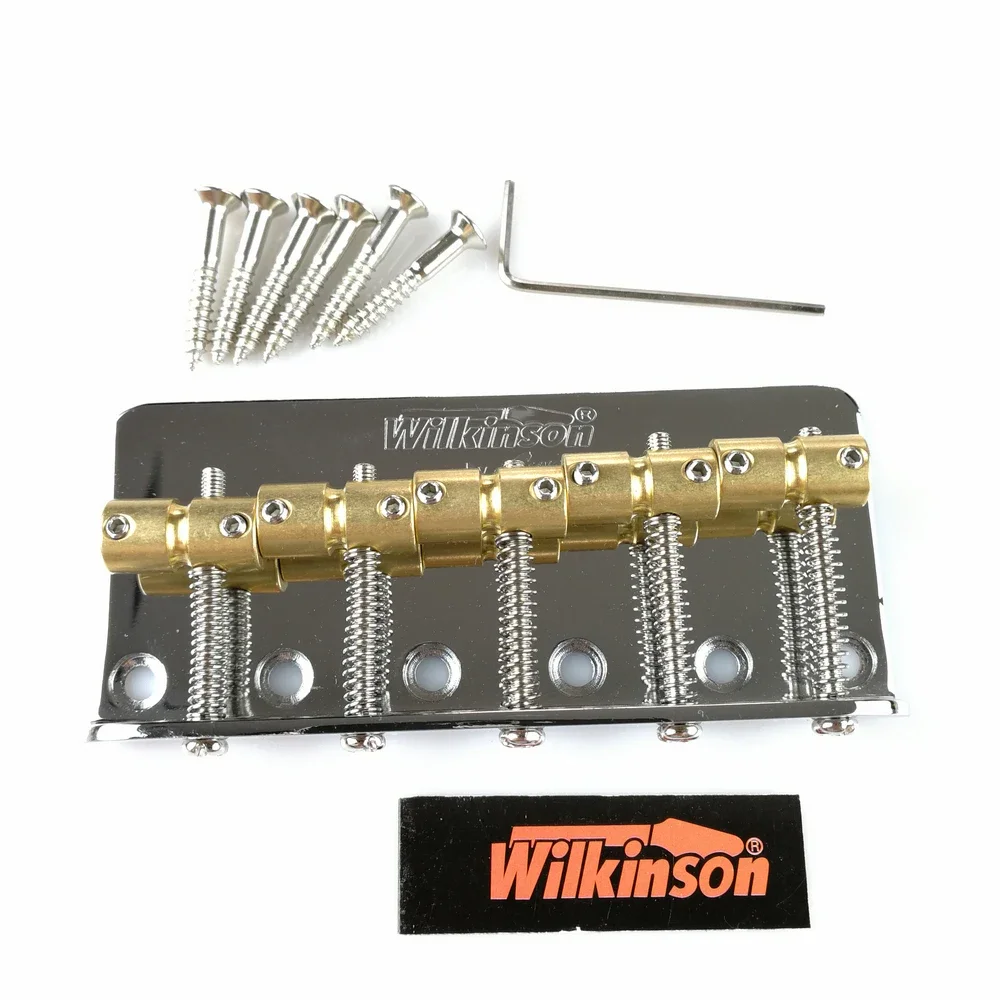 Wilkinson WBBC5 Five 5 Strings Electric Bass Bridge With Brass Saddles For Precision Jazz Bass Chrome Silver Black