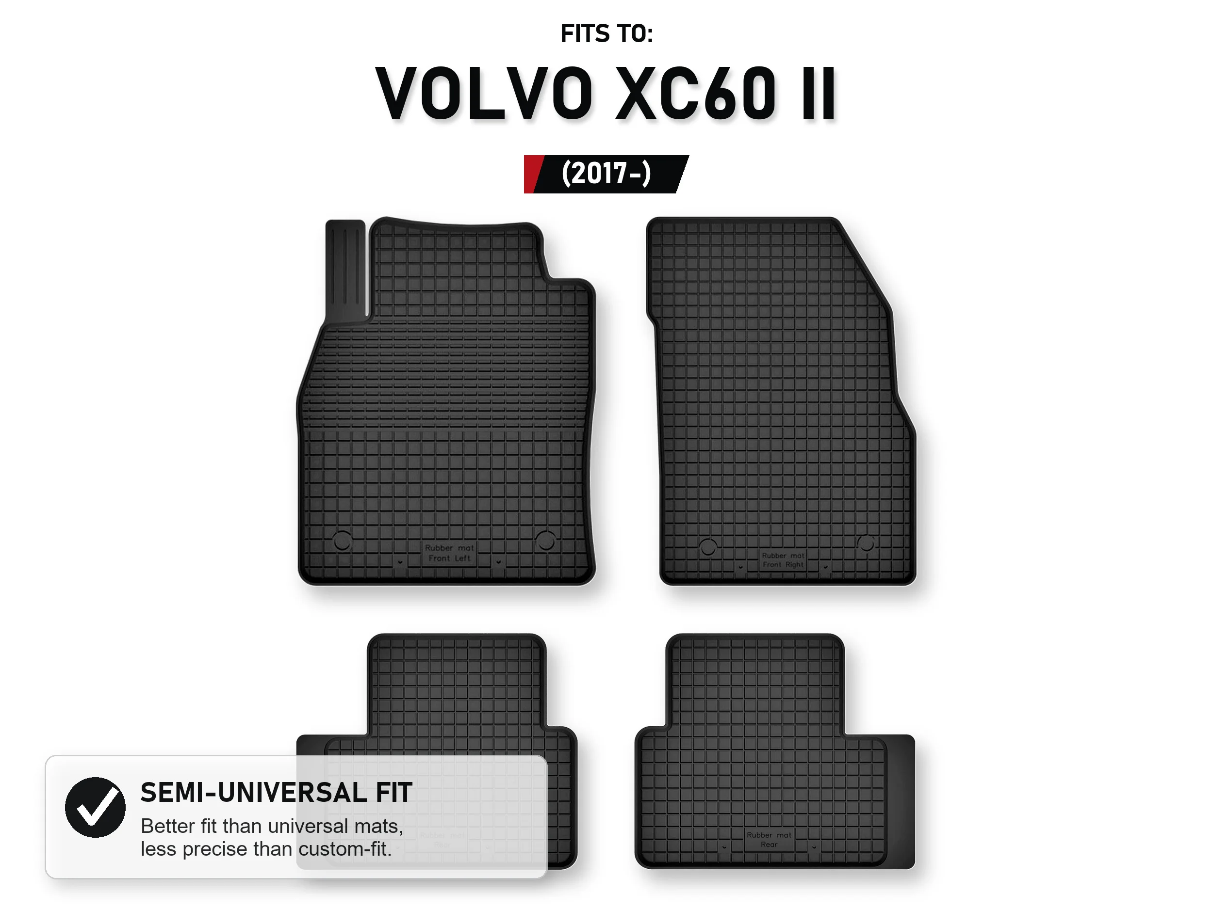 Rubberen matten, dienbladtype voor: Volvo Xc60 Ii 2017- SUV 4 stuks