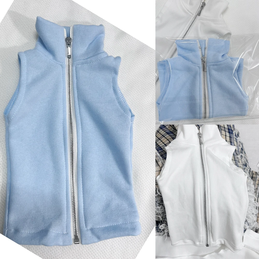 

D09-1030 children handmade toy uncle 68 73 ID75 am77 BJD/SD doll's clothes Plush elastic sleeveless high neck zipper cardigan 1p