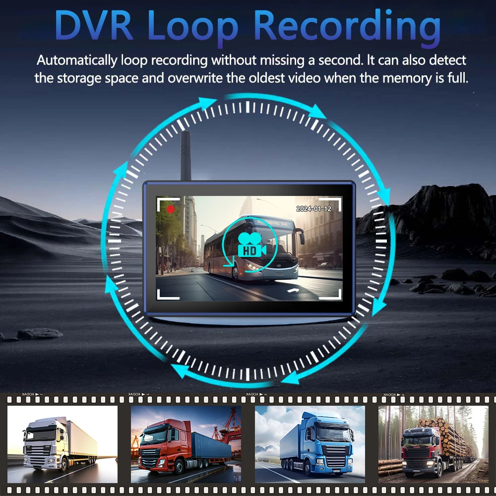 10.1 بوصة RV الرقمية 2.4G مركبة لاسلكية DVR BSD 720P IR للرؤية الليلية HD شاشة كاميرا عكس مسجل وقوف السيارات للشاحنة