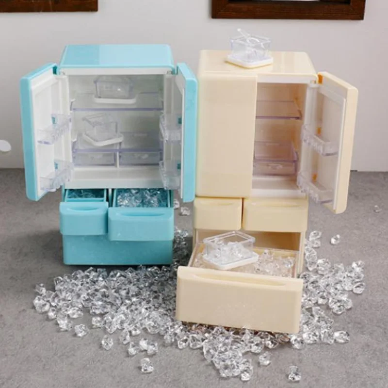 1 Set Miniature Food Play Kitchen Scene Pocket Furniture Model 1:12 Playhouse Toys Doll House Cartoon Mini Refrigerator