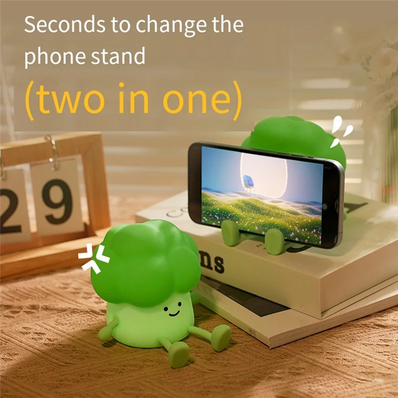 LICE-Cute Broccoli Night Light Children LED Sleep Lamp Toddler Decoration Cartoon Baby Bedside Lamp Accompanying Sleep Lamp