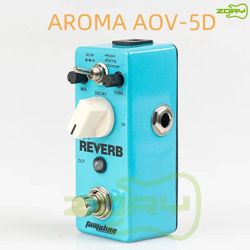 AROMA AOV-5D-guitarra eléctrica con reverberación Digital, Mini Pedal de efecto único con True Bypass, piezas de guitarra