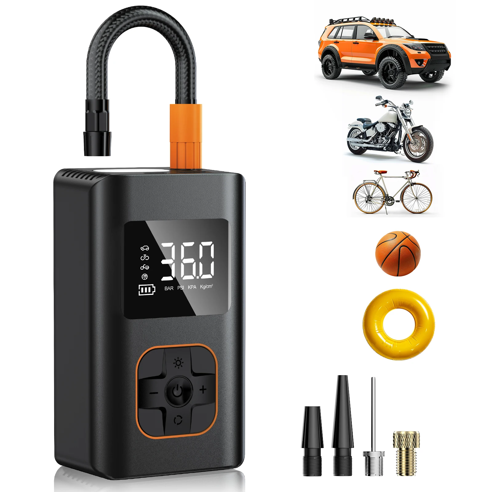 

Tire Inflator Portable Air Compressor, Cordless Air Pump for Car Tires, Motorcycle Ball Bike Tire Pump, Car Accessories (150PSI)