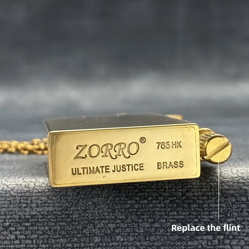 ZORRO Brass Unusual Kerosene Lighter Retro Large Capacity Oil Tank Classic Grinding Wheel Ignition Outdoor Waterproof Lighters