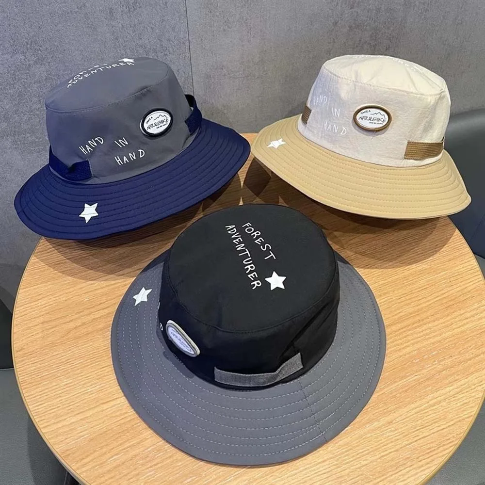 تنفس الأطفال صياد قبعة التباين اللون إلكتروني التطريز الاطفال غطاء دلو لينة الكورية نمط سريعة الجافة قبعة الشمس الشاطئ #4