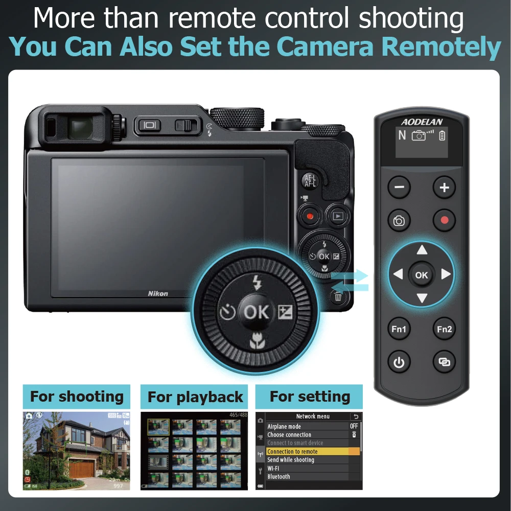 ML-L7 pelepasan rana pengendali jarak jauh nirkabel yang dapat diisi ulang untuk Nikon Z6III, Z30, Z50, Z50II, Zfc, Zf, Z6II, Z7II, Z5, A1000 P950