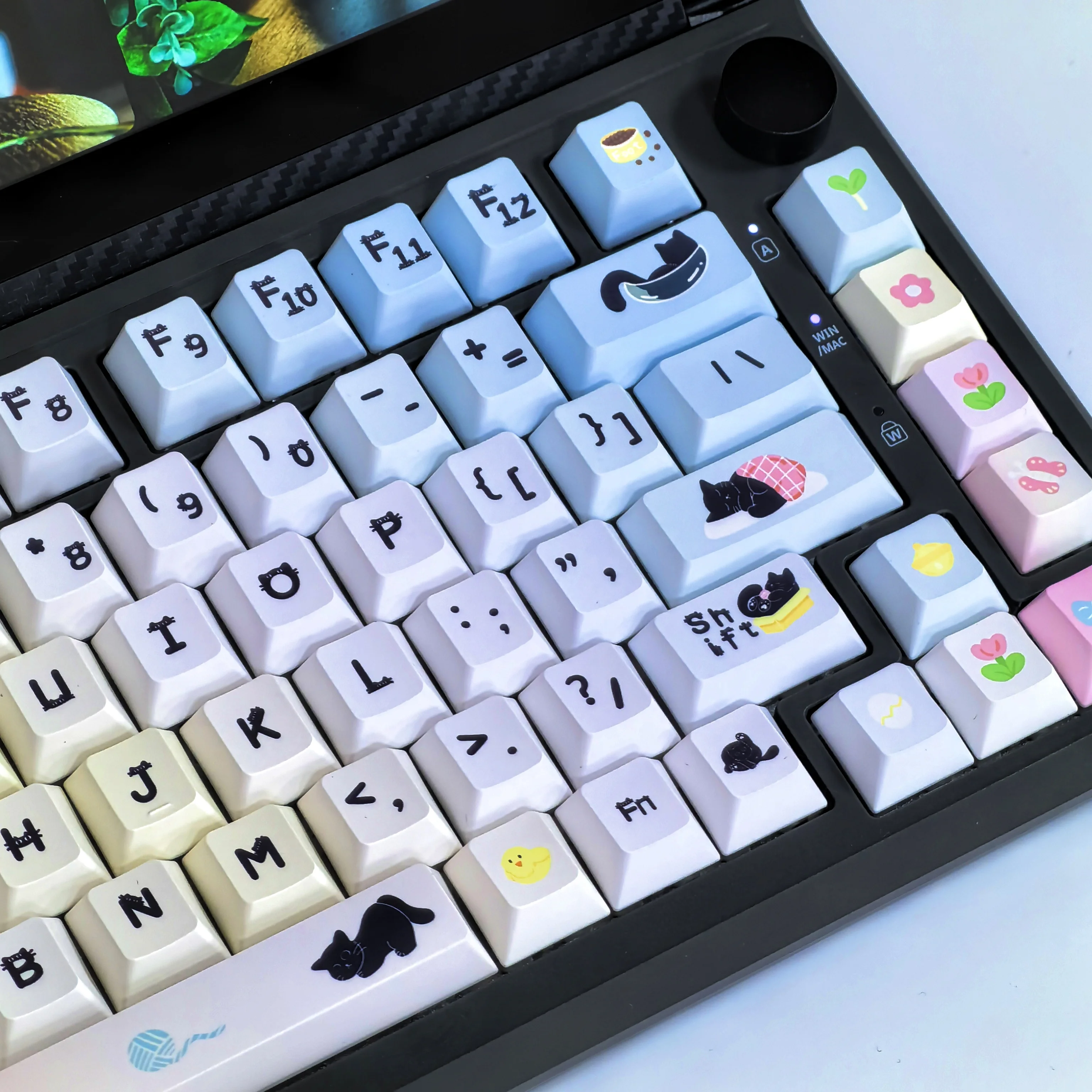 

BIG SALE Keycap Black Cat Daily Cute Cat Gradient Pink Blue Cherry Moa Pbt For Mechanical Keyboard ISO Cartoon Clearance Keycap