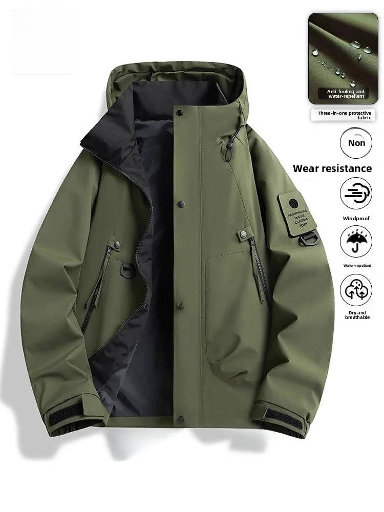 

Мужская ветрозащитная водонепроницаемая куртка для активного отдыха, весенне-осенняя, повседневная, модная, с наполнителем из полиэфирного волокна, с капюшоном