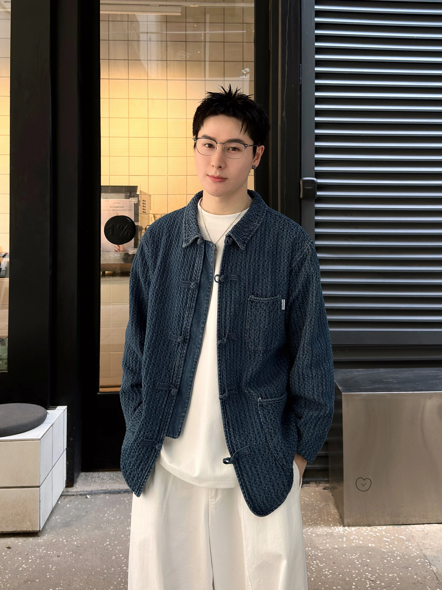 New Chinese Texture Button-Up Collar Jacket Men's Casual Loose Autumn Spring Vintage Style Versatile Outerwear for Teens