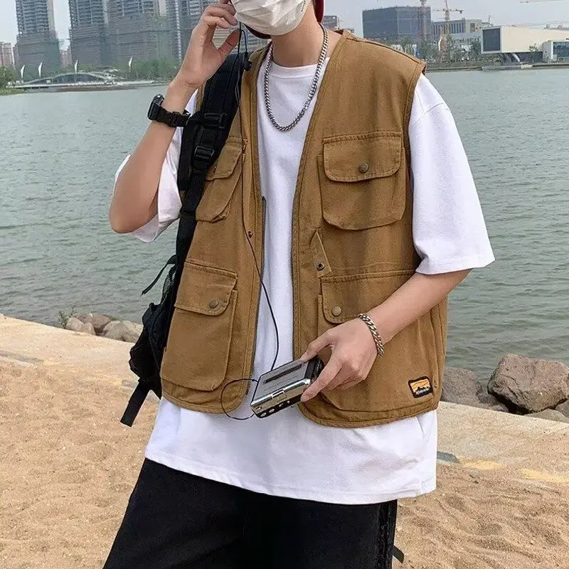 

Multi Pocket Tactical Men's Sleeveless Waistcoat Lightweight Workwear Vest Waterproof Jacket for Fishing Hiking Activities