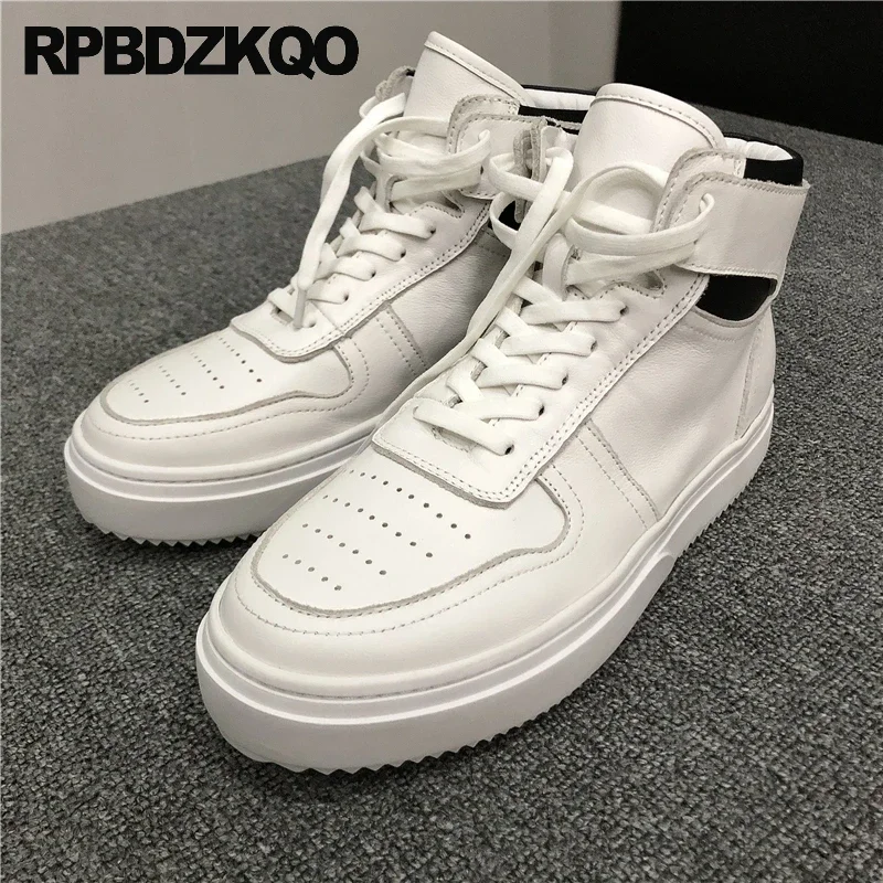 

Sneakers Men Genuine Leather High Top Sport Patchwork Lace Up Sole Shoes Skate Boots Booties Trainers Basketball Flats Athletic