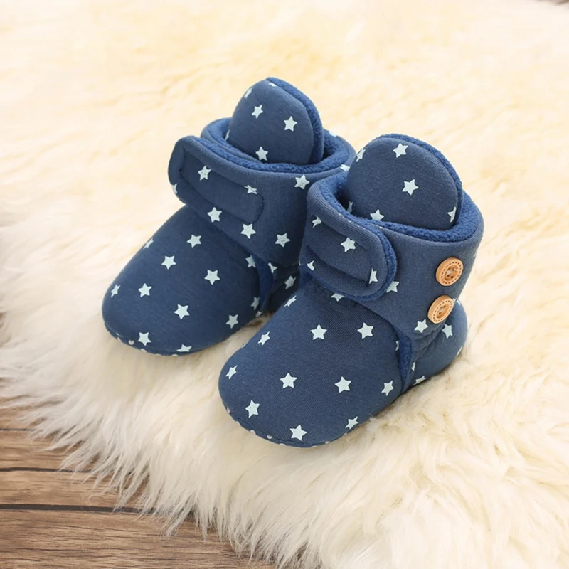 0-18 Maanden Baby Wandelschoenen Schattige Sterren Katoen Prints Herfst En Winter Zachte Zolen Voor Zowel Mannen Als Vrouwen Kinderen