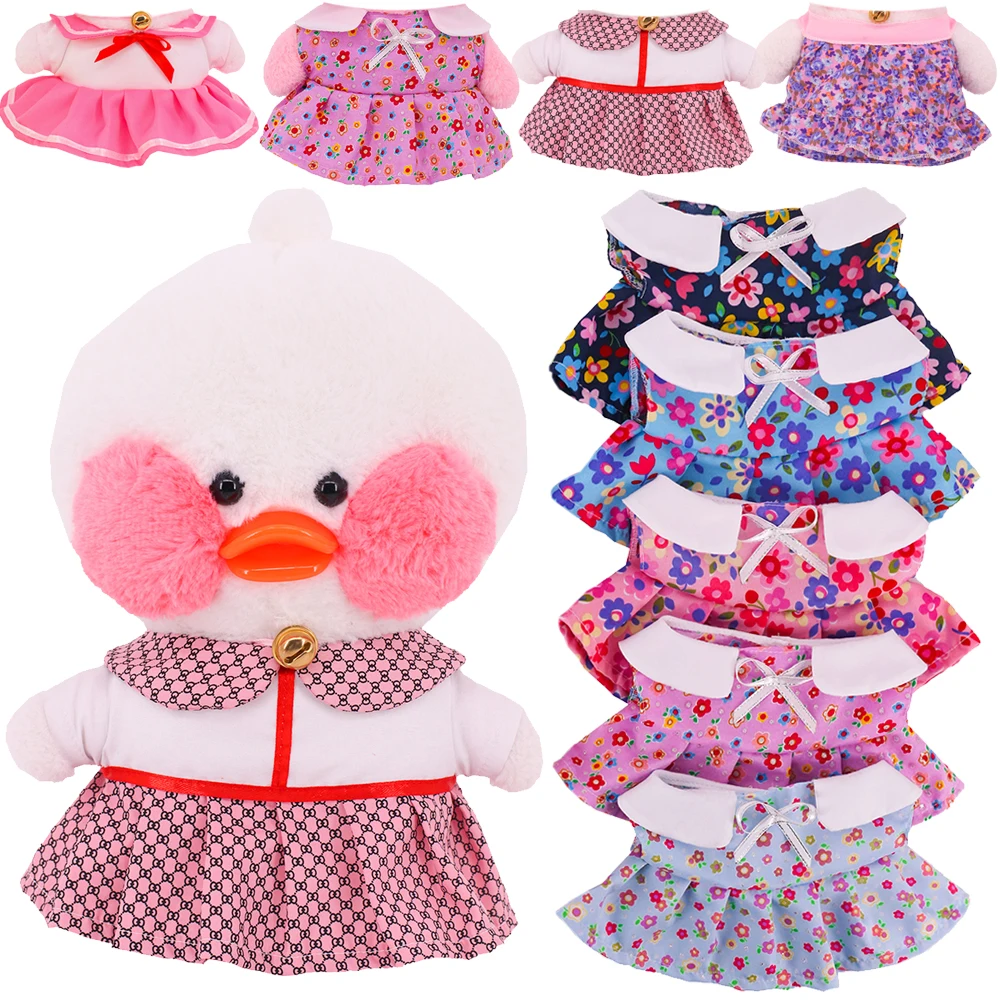 Puppe Kleidung Für Gelb Ente Uniform Pullover Floral Kleid 30cm Lalafanfan Ente Puppe Zubehör Taschen Kinder Spielzeug Geburtstag Geschenke