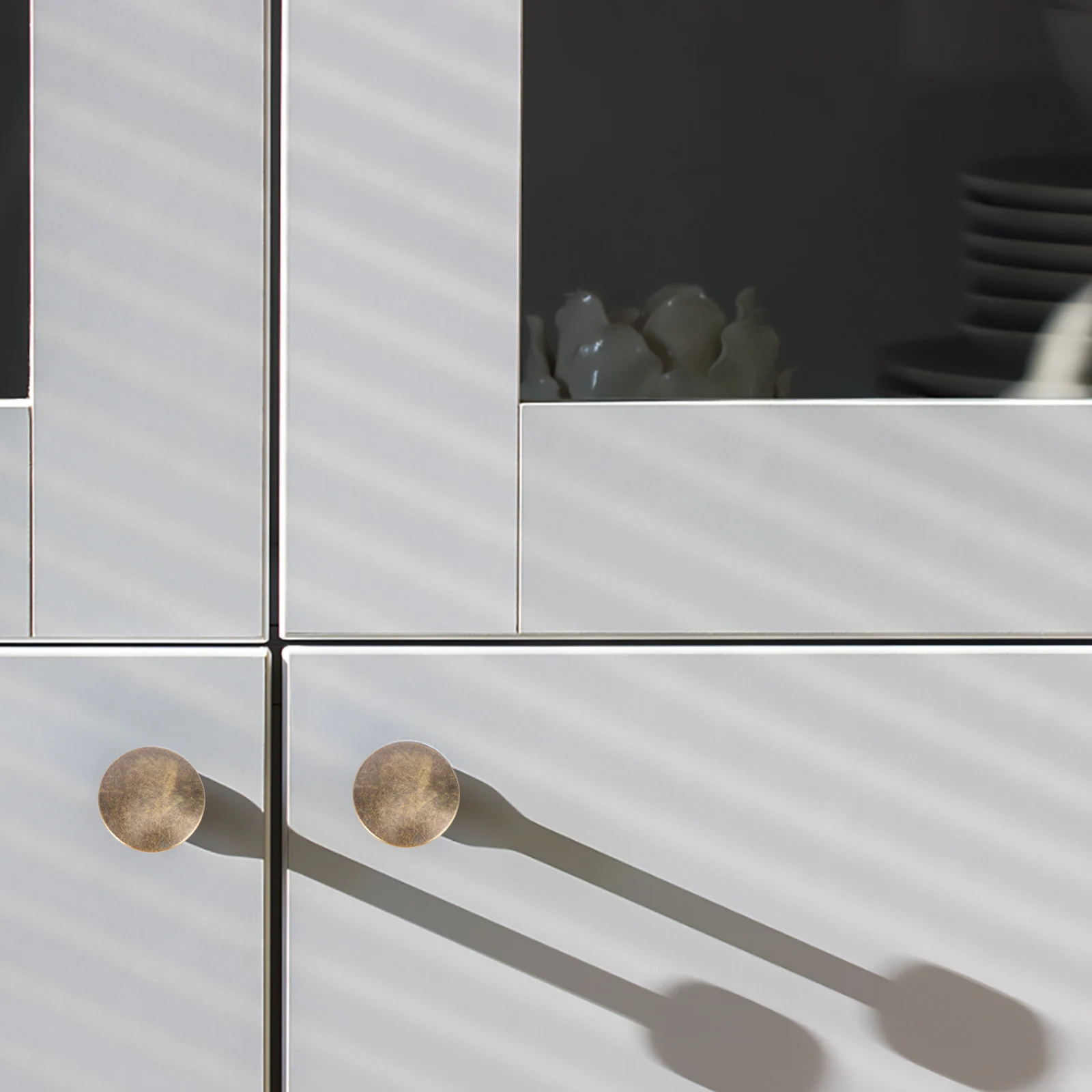 8Pcs Round Head Drawer Handle Single Hole Furniture Knob Bronze Easy Install for Cabinet Closet Wardrobe Bookcase