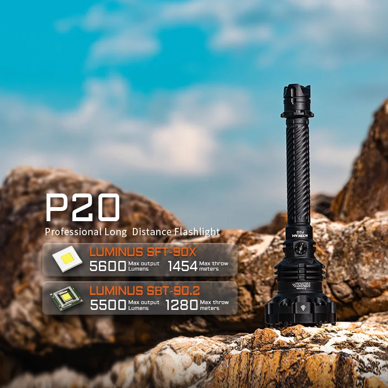 ACEBEAM P20 Professionelle Langstrecken-Taschenlampe 5600 Lumen 1454 Meter USB-C Wiederaufladbare Batterie SFT-90 Taktische Taschenlampen – Detail 1