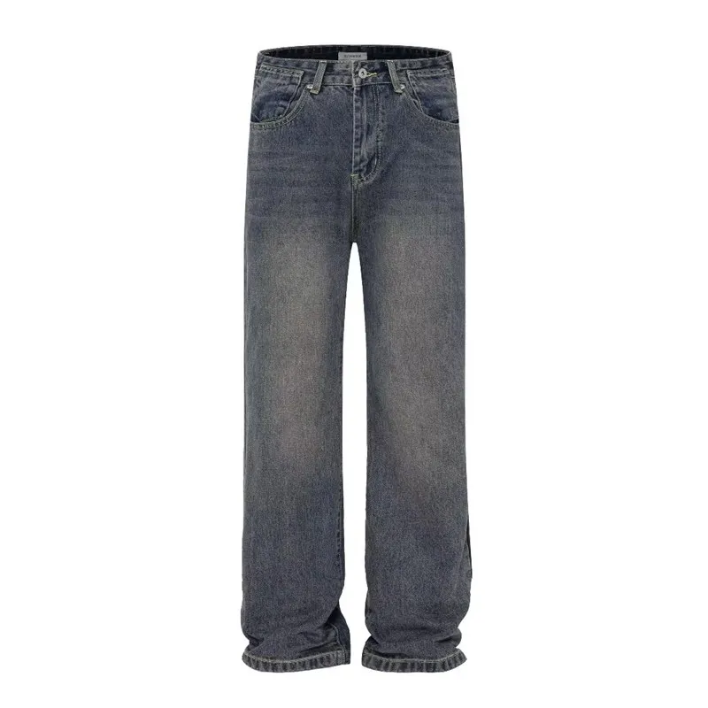 

Retro Blue Men's Jeans Summer High Waist Bell Bot Loose High Rise American Vibe Straight Leg Jeans Cotton Blend Breathable