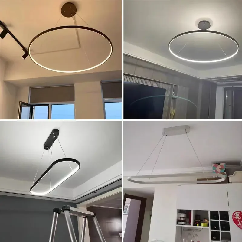 Nordic Minimalist Ring LED Pendant Light for Living Dining Room Kitchen Simple Chandelier Home Decoration Hanging Light Fixture
