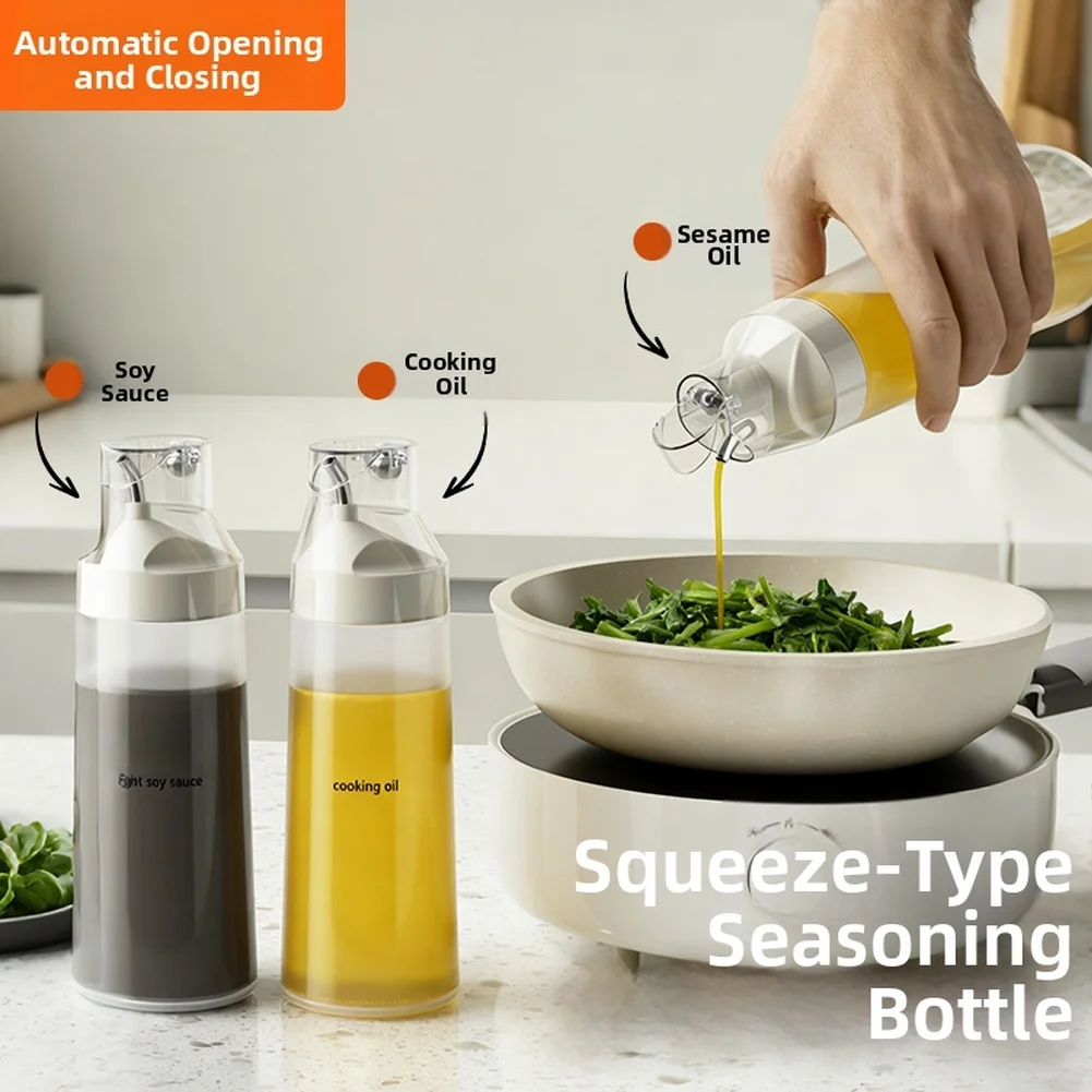 Plastic Condiment Squeeze Jar Leak-Proof Food-Grade Olive Oil Jar With Lid Reusable Salad Sauce Jar Kitchen Use
