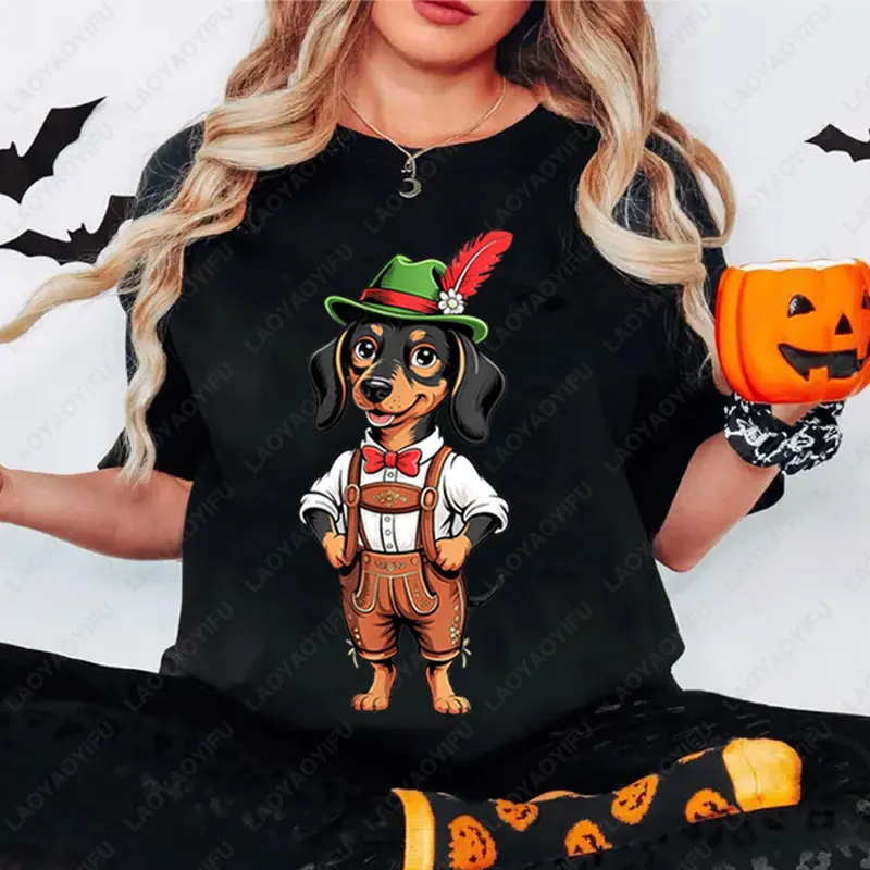 

Funny Oktoberfest Cute Hat Dog German Beer Party Men Women Casual Tshirt Retro Fashion Cotton Tees New Autumn Winter Unisex Tops