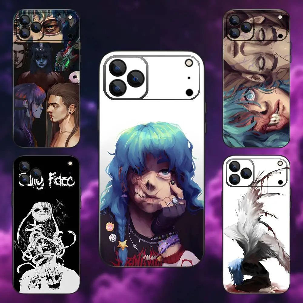 

Cartoon S-Sally Face SF Phone Case For iPhone 17,16,15,14,13,12,Pro,Max,Plus,E,SE4,Air,Mini Black Soft Box