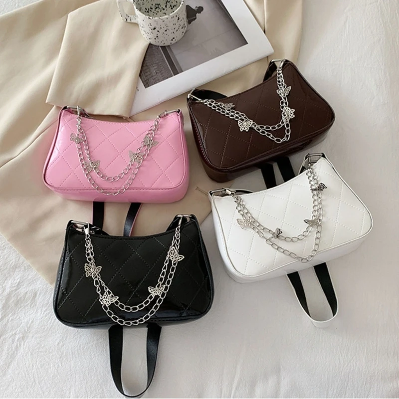 Single/Double Layer Handbag Decorative Chain Sweet Cool Girls Butterfly Heart Keychain Pendant Backpack Shoulder Bag Chain Strap