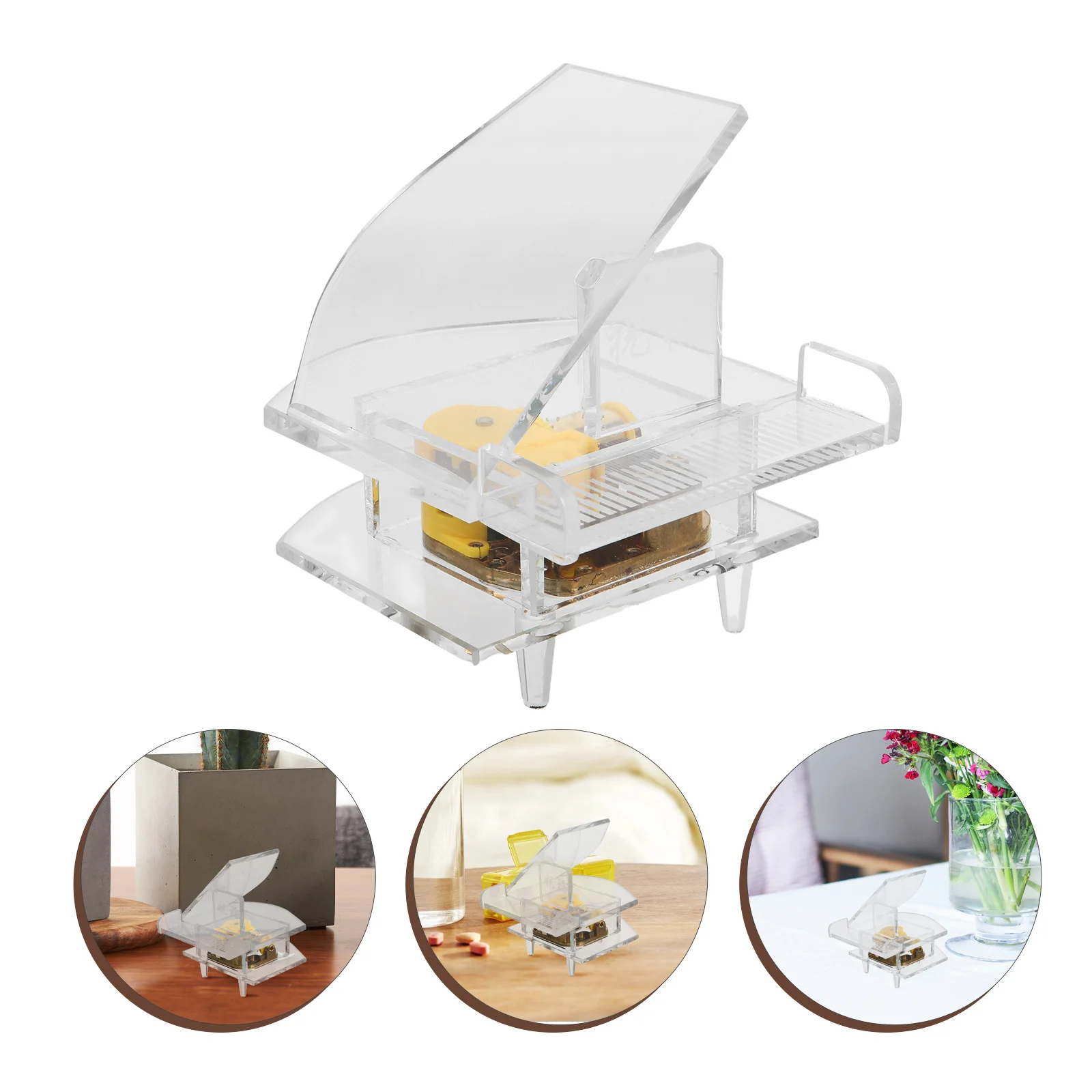 

Elegant Piano Music Box Glass Mini Instrument Ornament for Desktop Home Decor Festive Melody Gift Indoor Display Vintage Style