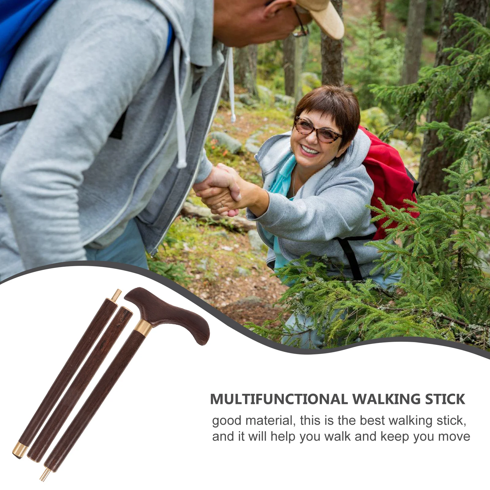 

Деревянная трость, прочная трость с куриным крылышком, деревянная съемная 3-секционная треккинговая палка для пожилых людей, портативная, легкая, анти-