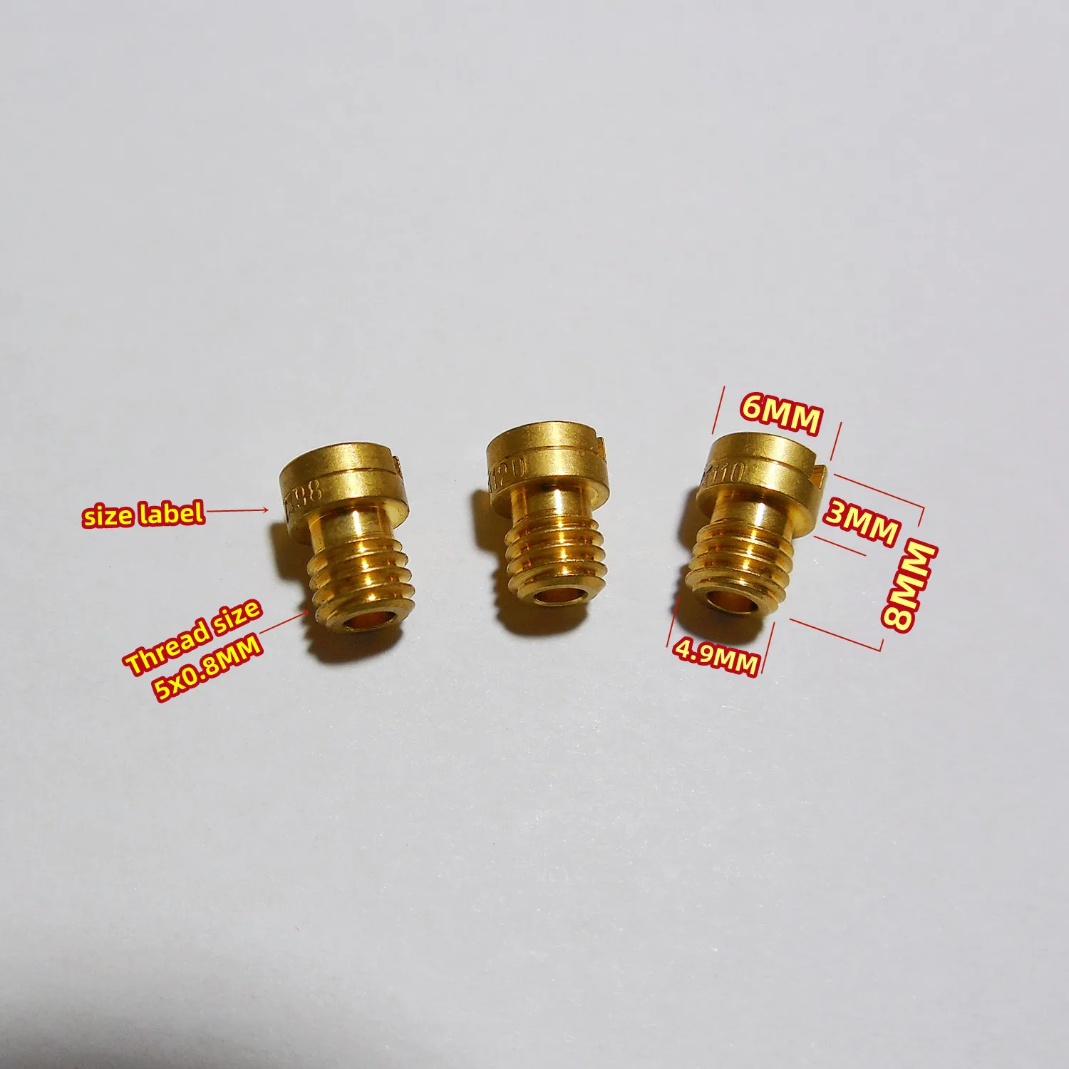 

(12pcs /pack) For Keihin carburetor 99101-39 main jet 6mm Round Head CVK PE PZ main injectors Nozzle CB CG GY6 motorcycle engine