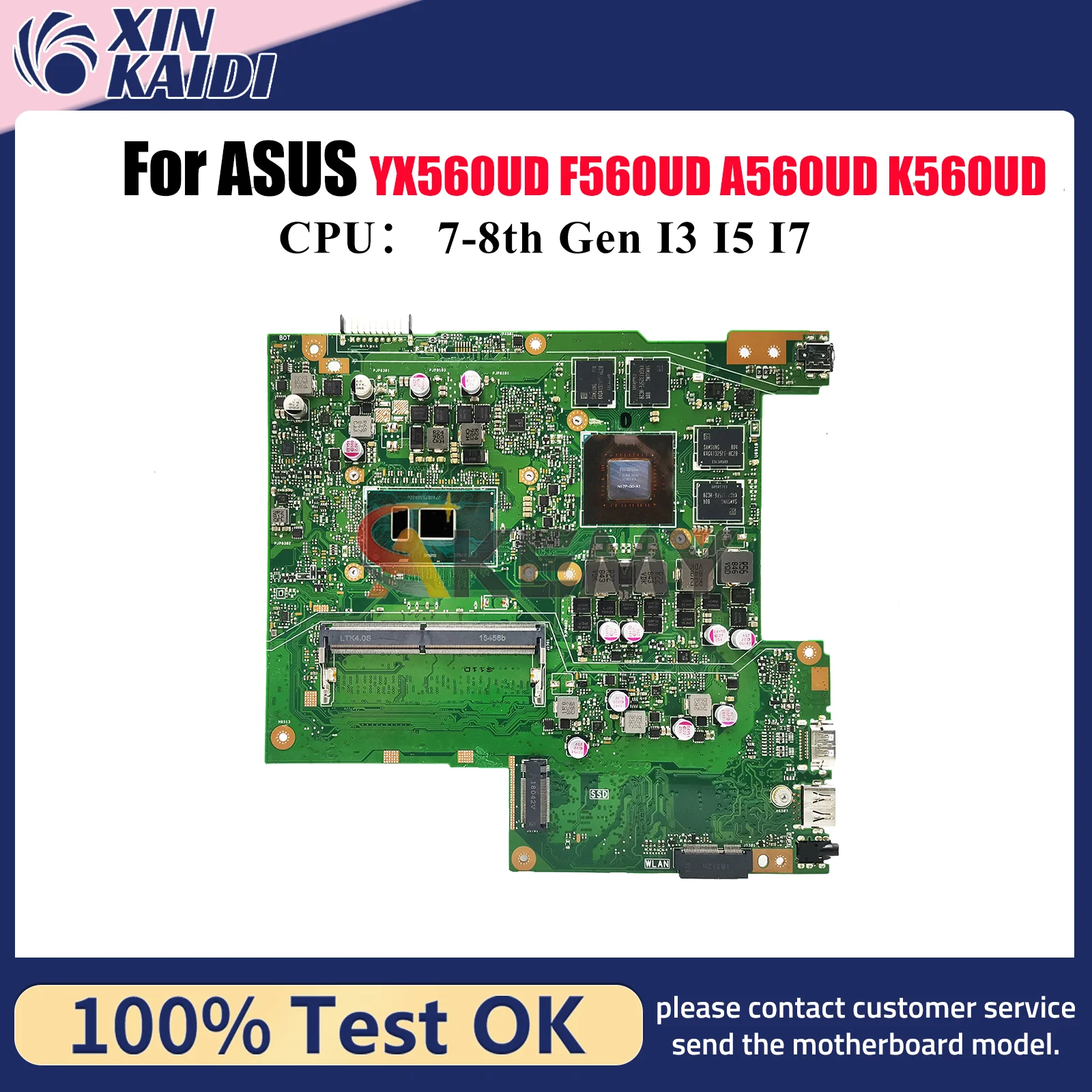 

X560UD Материнская плата для ноутбука ASUS VivoBook K560UD F560UD X560U YX560UD A560UD X560UD Материнская плата с процессором I3 I5 I7 100% тест ОК
