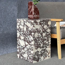 Simple light luxury purple natural marble corner table modern coffee table sofa side cabinet edge table