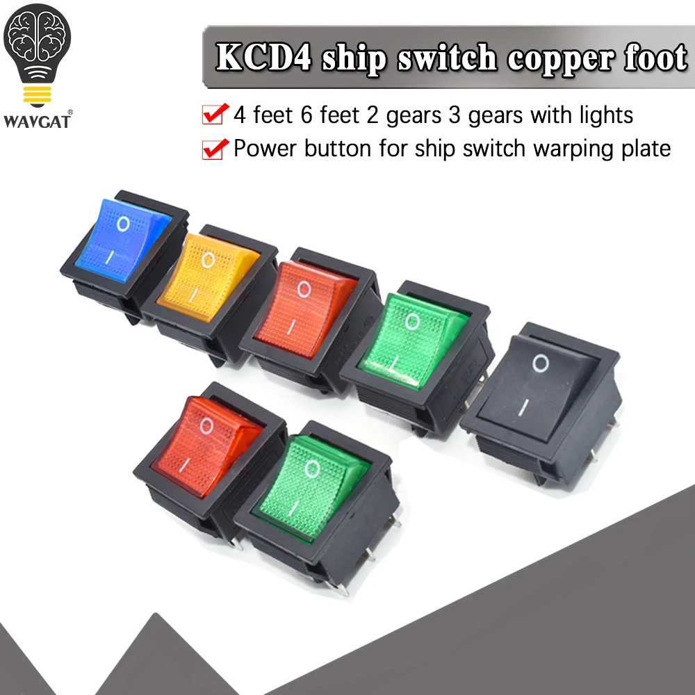 KCD4 Rocker Switch ON-OFF 2 Position 4 Pins /6 Pins Electrical equipment With Light Power Switch Switch cap 16A 250VAC/ 20A 125V