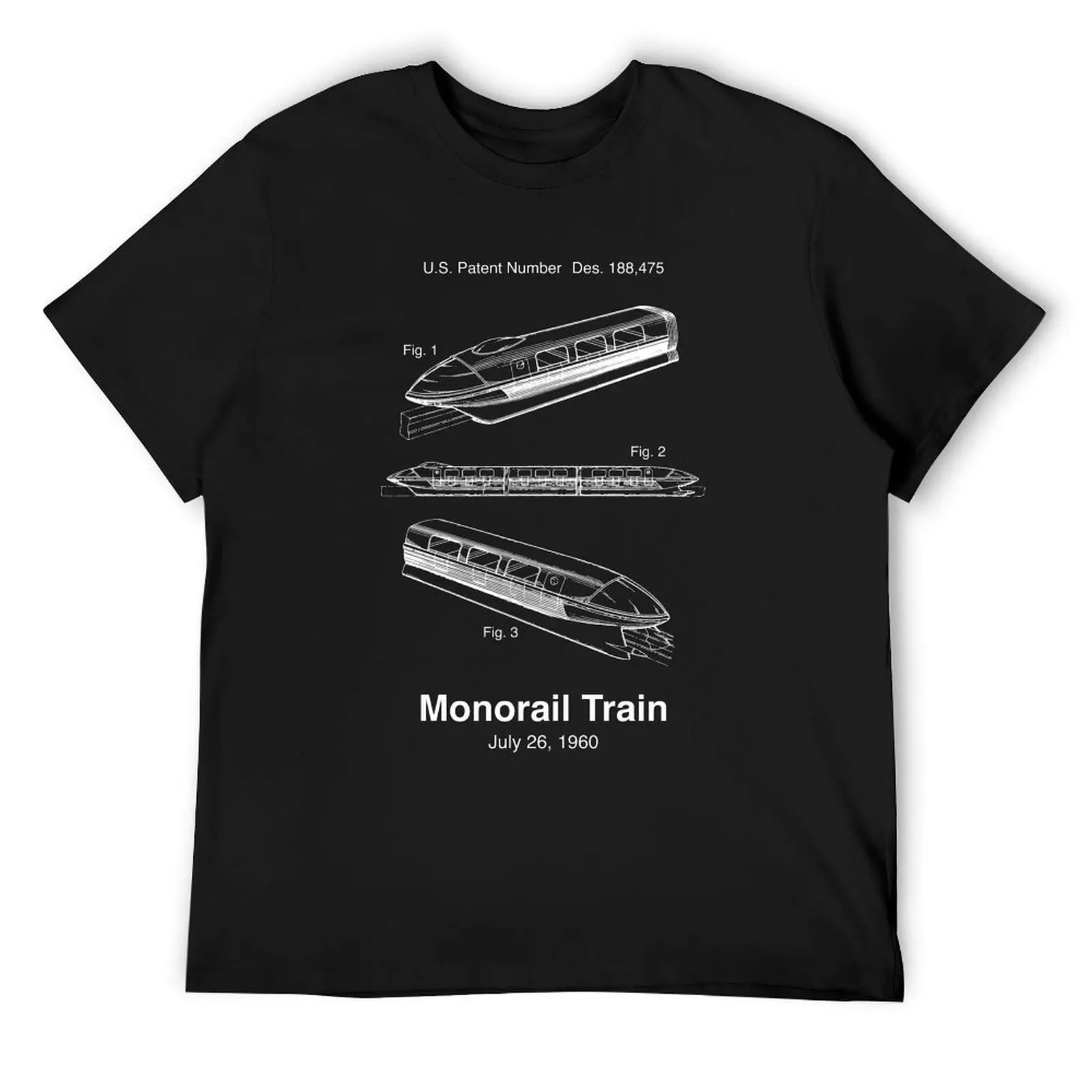 Monorail Train Patent T-Shirt cotton graphic tees new edition graphic t shirt vintage t shirts for men