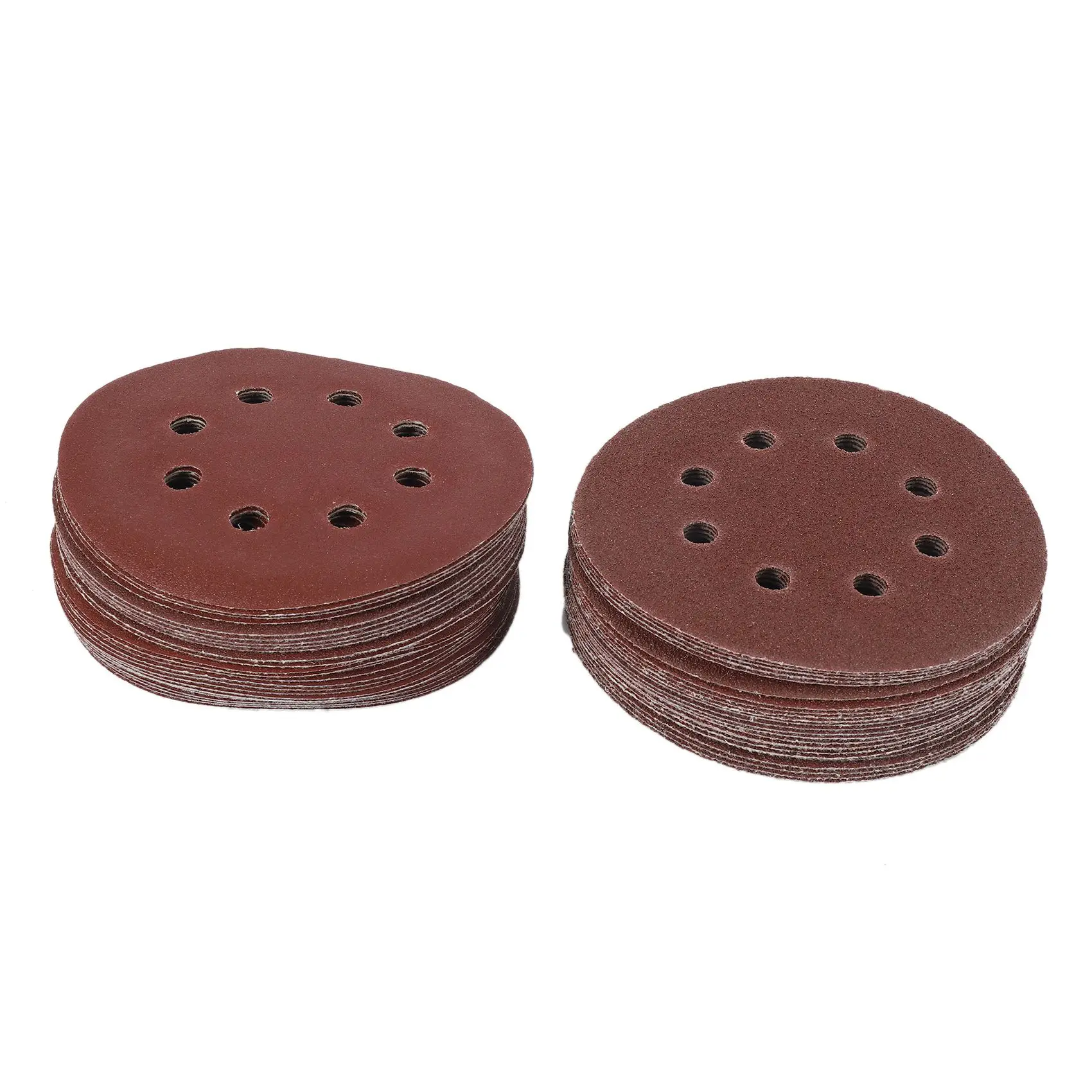 50Pcs 5 Inch 125Mm Round Sandpaper Eight Hole Disk Sand Sheets Grit 40/60/80/120/240 Hook And Loop Sanding Disc Polish