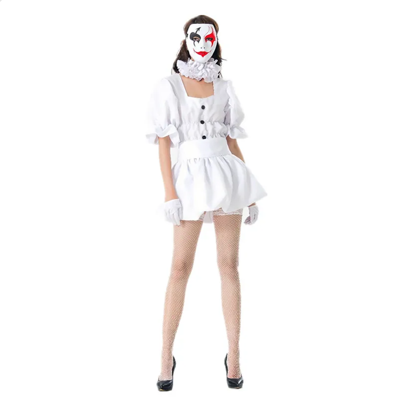 Halloween Ghost Doll Costume Exported to Japan Stage Masquerade Party Cosplay White Clown Costume