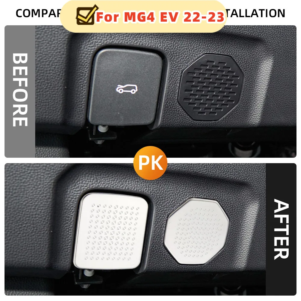 For MG 4 MG4 EV Mulan 2022 2023 2024 Car Horn Cover Under Steering Wheel Speaker Loud Column Dust Trim Stainless Steel Acc.