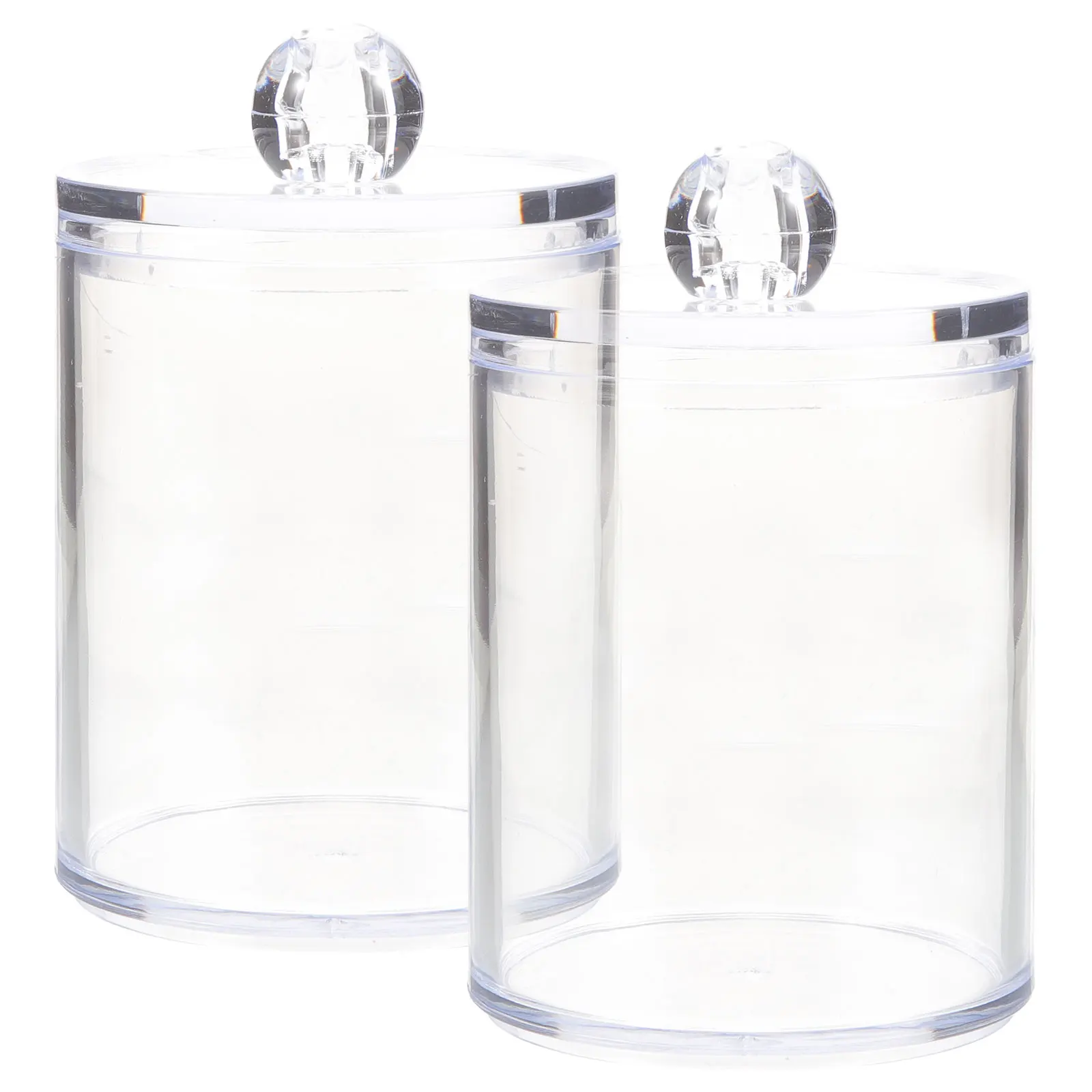 

2 Pcs Cotton Swab Pad Storage Box Protective Dustproof Bathroom Containers Transparent Acrylic Organizer Household Rounds Holder
