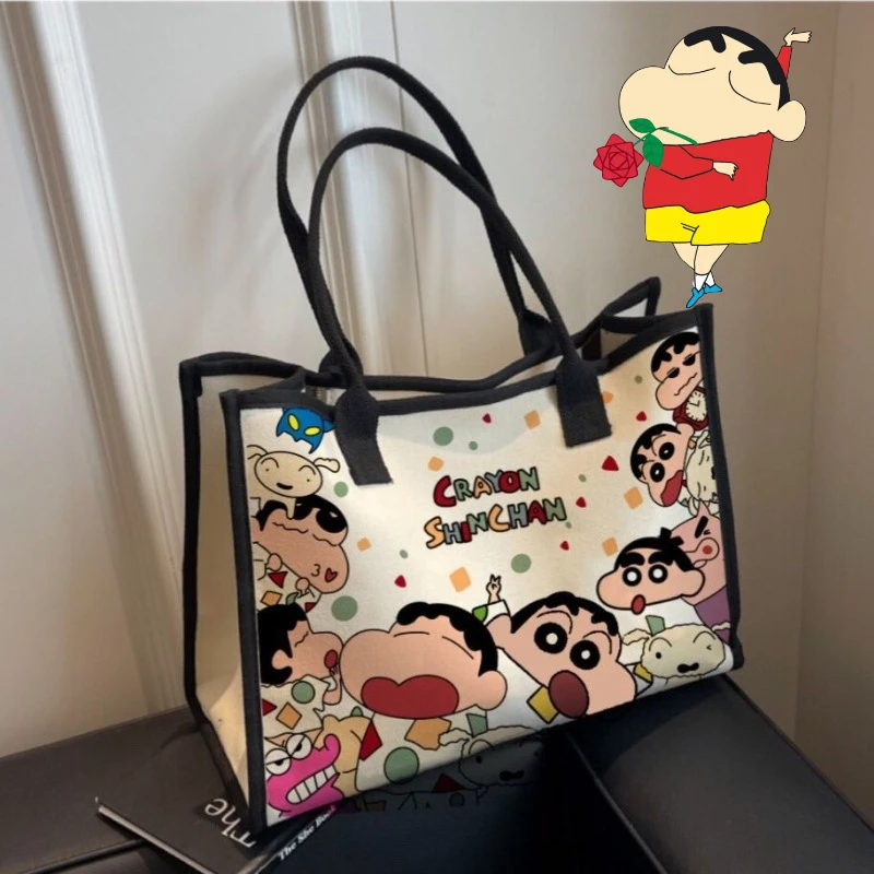 

Сумка через плечо Crayon Shin-chan, повседневная сумка для сто студентов, большая вместительная сумка для покупок, сумки для хранения с героями мультфильмов, сумка в стиле аниме