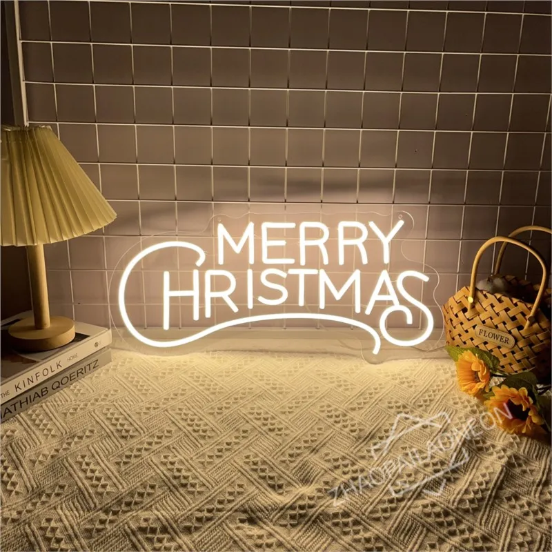 Merry Christmas Neon Sign Led Dimmable Christmas Tree Decor Neon Light Room Decoration For Home Christmas Party Light Up Signs - view 2