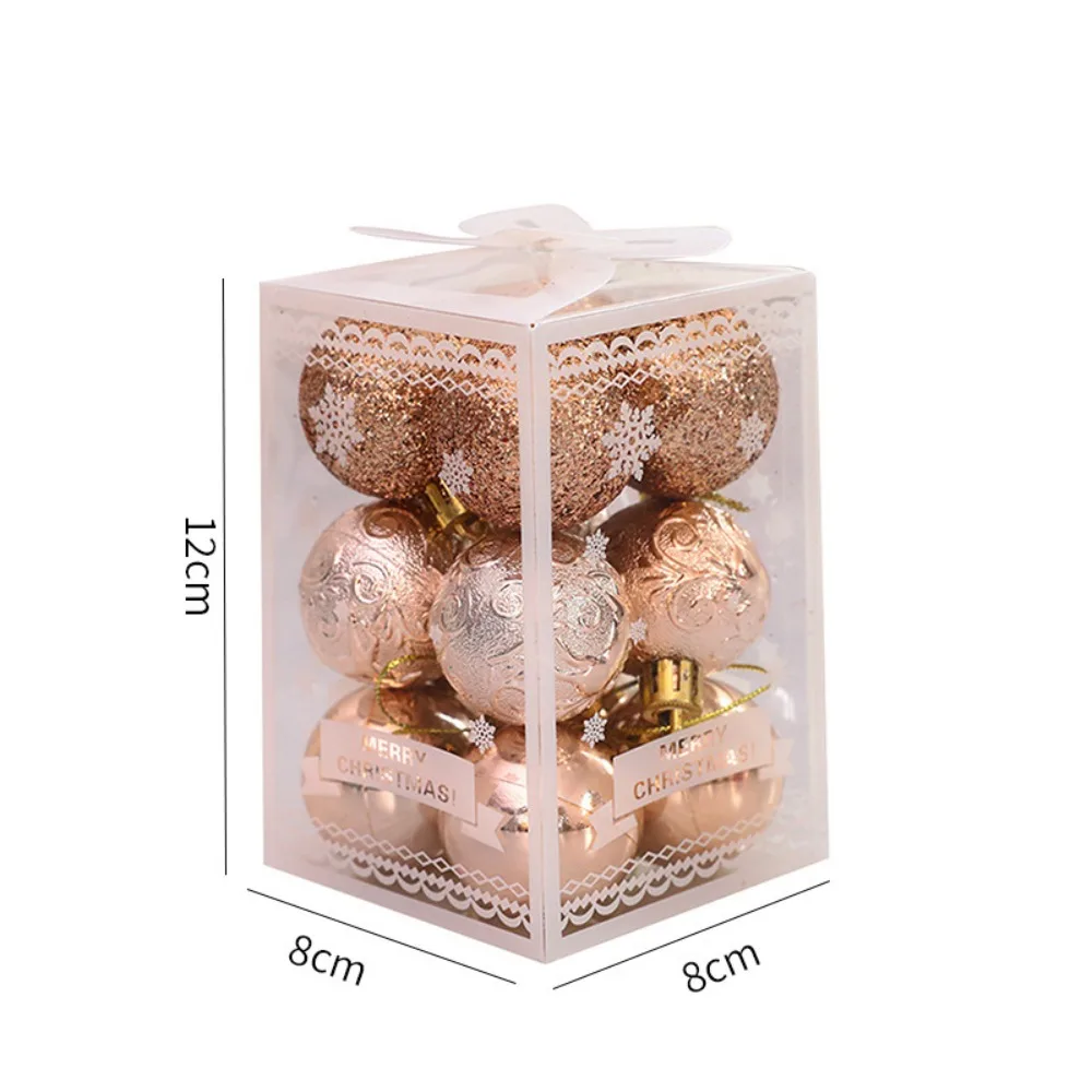 

12PCS High-quality Plastic Christmas Ball Set 9 Colors 4cm Xmas Ornament Ball Suspensable Christmas Tree Balls Scene Supplies
