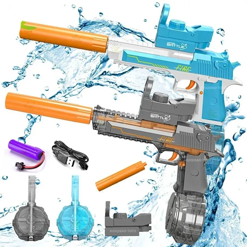 Desert Eagle Electric Auto Combat Light Linkage Water Gun Summer Outdoor Fantasy Fight Firing Strzelanie Zabawka dla dzieci Prezent dla chłopca