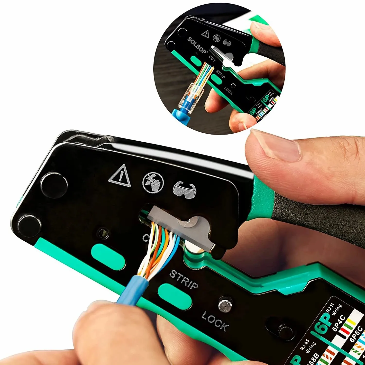 Imagem -05 - Zoerax Ethernet Crimper Tool Kit Tudo em um Rj45 Pass Through Cat6 Ferramenta de Crimpagem para Cat5 Cat5e Cat6 Conector 8p8c