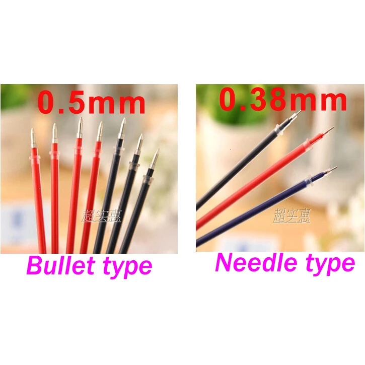 20Pcs/Lot Gel Pen Refill Neutral Pen Good Quality Refill Black Blue Red 0.5mm 0.38mm Bullet Refill Office and School