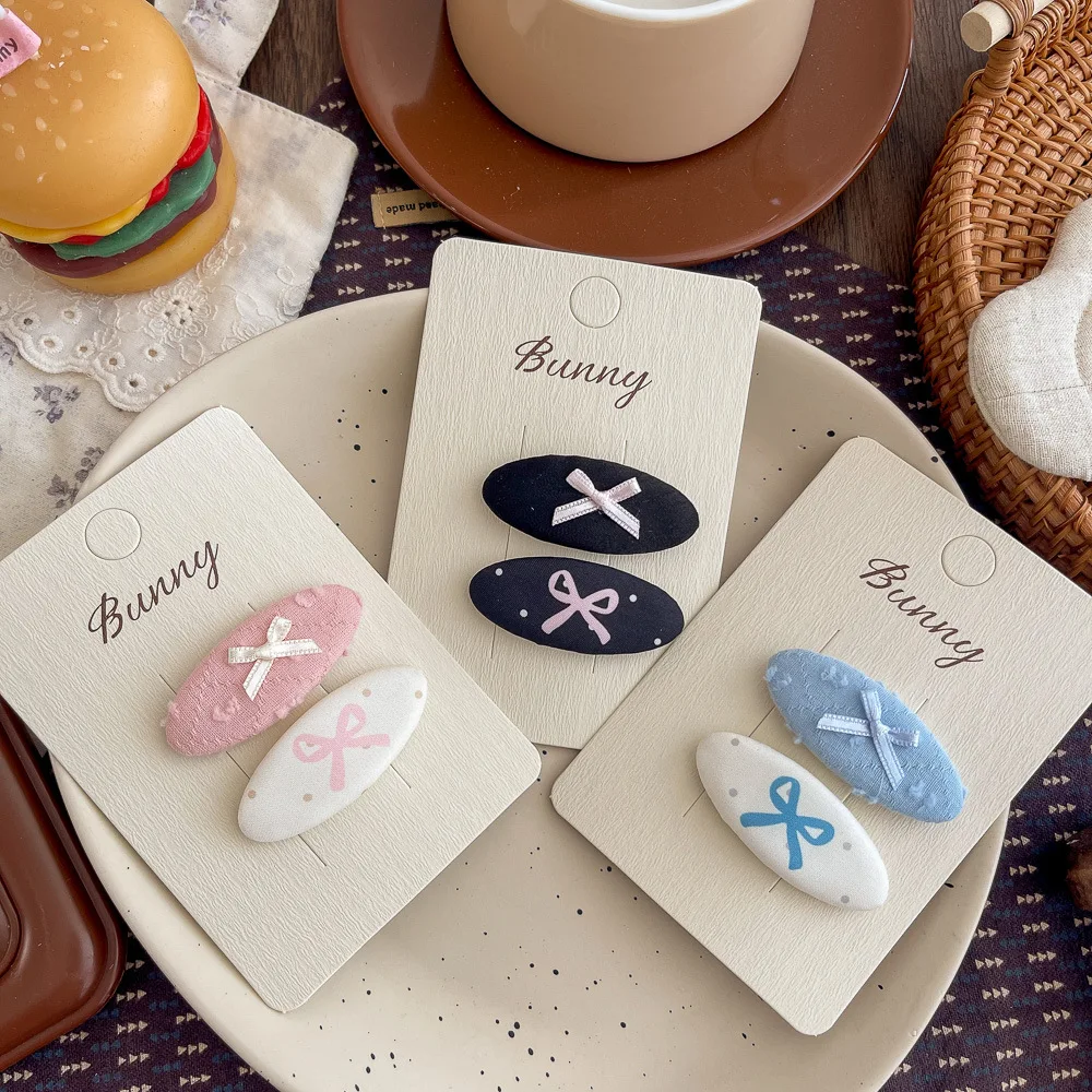 

2pcs Oval Bow BB Clip Sweet Baby Girl Hairpin Hair Clip Fashion Barrettes Headwear Bangs Side Clip Children's Hair Accessories