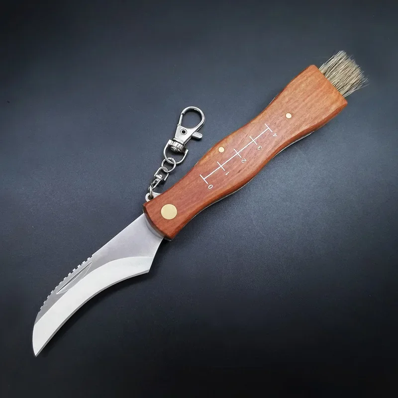 Outdoor Multifunction Folding Mushroom Knife High Hardness Portable Survival Jungle Picking Tools Knives Wooden Knife Handle